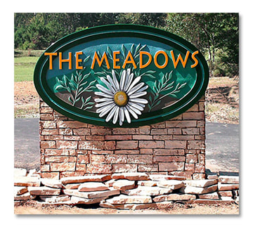 The Meadows custom stone and HDU sign - Lake Charles LA 