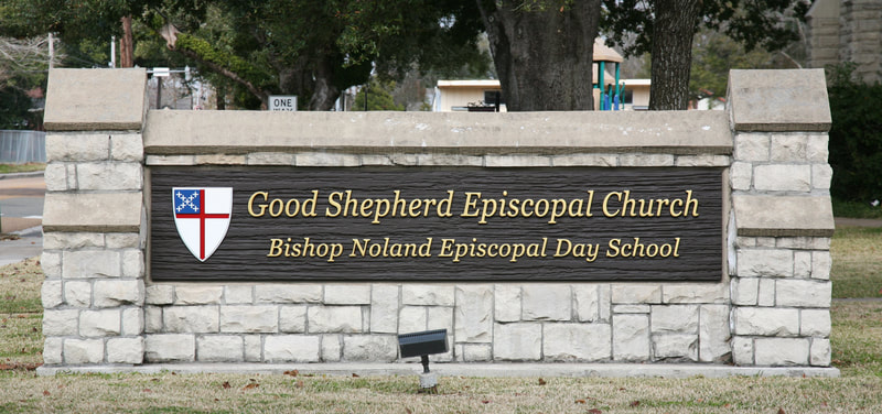 New sign photo  for Good Sheperd - routed HDU signs - Lake Charles LA - hebert signs
