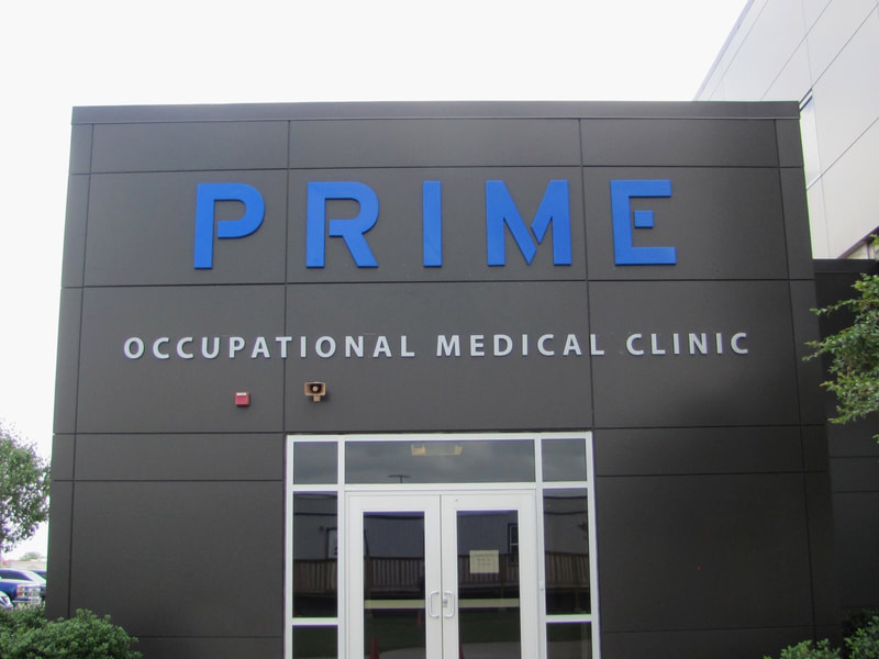 Prime Occupational Medical sign - building mounted metal lettering - custom metal signs - Lake Charles LA 