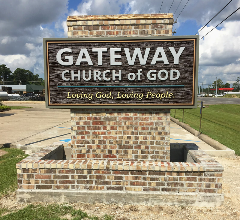 Gateway Church of God custom brick and HDU Church Signs - Lake Charles LA
