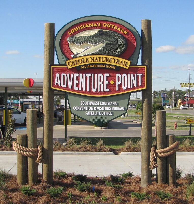 Photo of Adventure Point sign - routed, hand carved museum signs - lake charles la - hebert signs