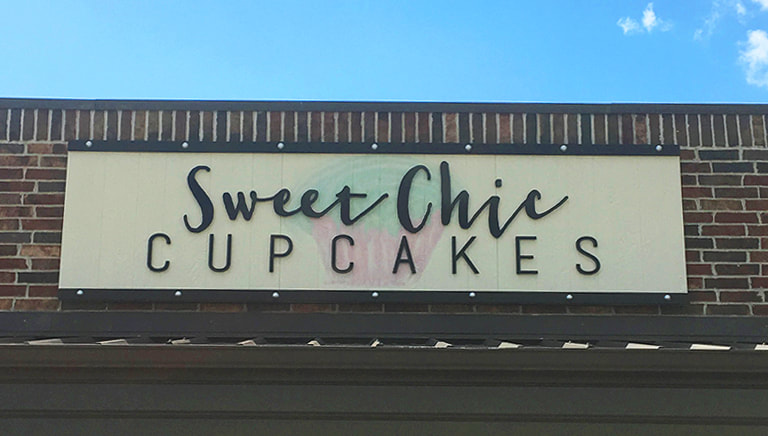 Photo Sweet Chic sign - acrylic letters over hand painted sign - lake charles la - hebert signs